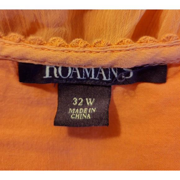 Roaman's Pink Embroidered Silhouette Chiffon Pleated Sleeveless Top Womens 32W - Picture 3 of 11